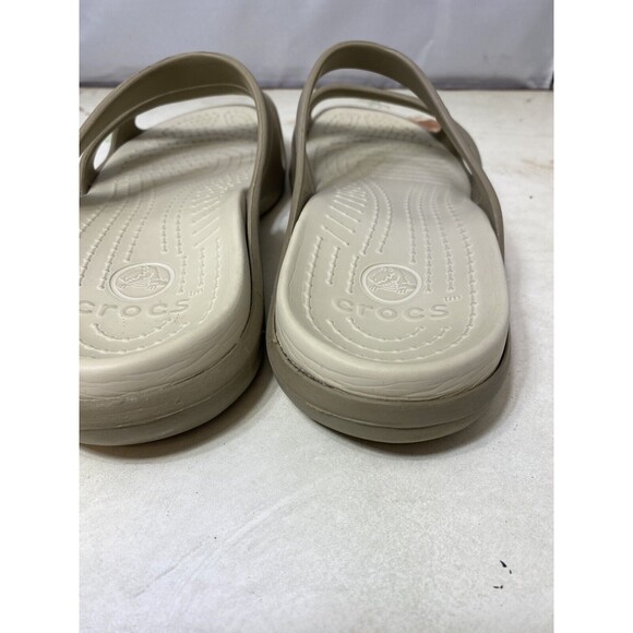 Crocs Womens tan brown Rubber Sandals Slip On Wedge Slides Shoes Sz 10 - Picture 4 of 7